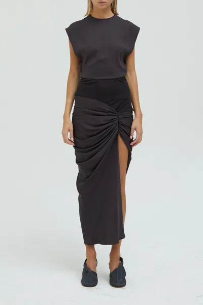 Christopher Esber Fusion Ruched Micro Dress In Jet