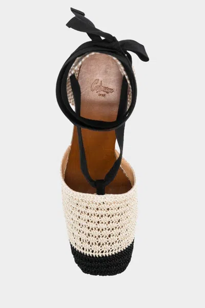 Shop Castaã±er Ginny Crochet Sandal In Ivory Negro