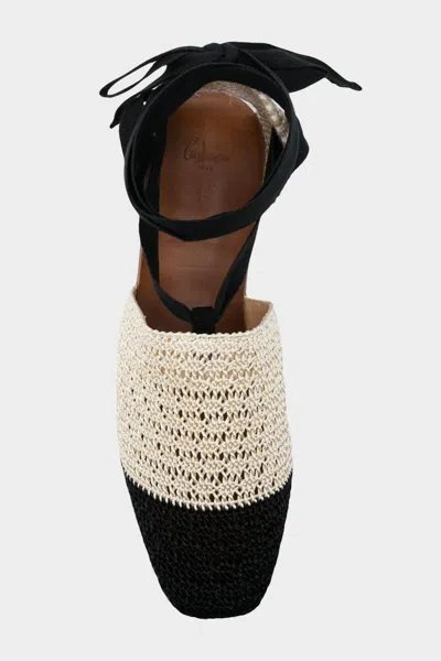 Shop Castaã±er Gretel Crochet Flat Sandal In Ivory Negro