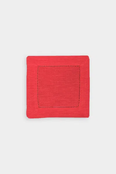 Boutross Hemstitch Coaster Napkins In Red