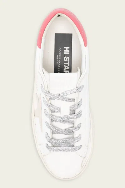 Shop Golden Goose Hi-star Mineral Red Heel Leather Sneaker