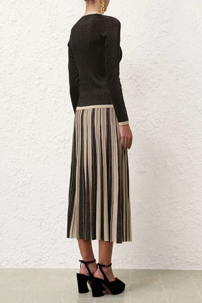 Shop Zimmermann Illustration Metallic Skirt In Black/gold