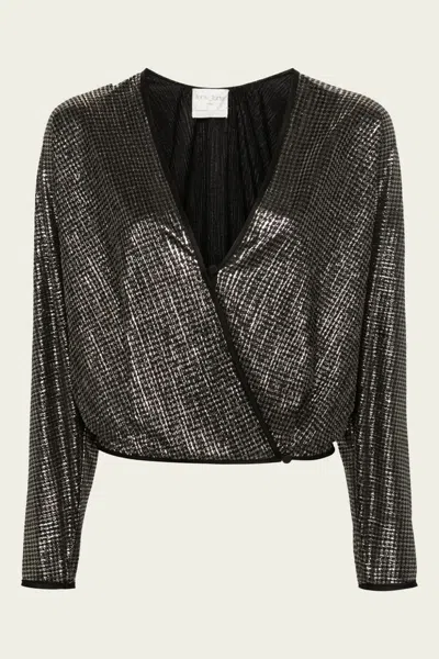 Forte Forte Lurex-detail Houndstooth Wrap Top