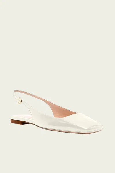 Gianvito Rossi Leather Square-toe Slingback Ballerina Flats In Off-white