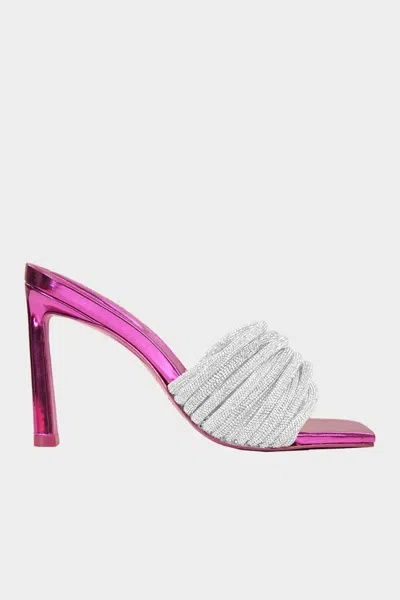 SIMKHAI LENA METALLIC CRYSTAL MULE IN FUCHSIA 