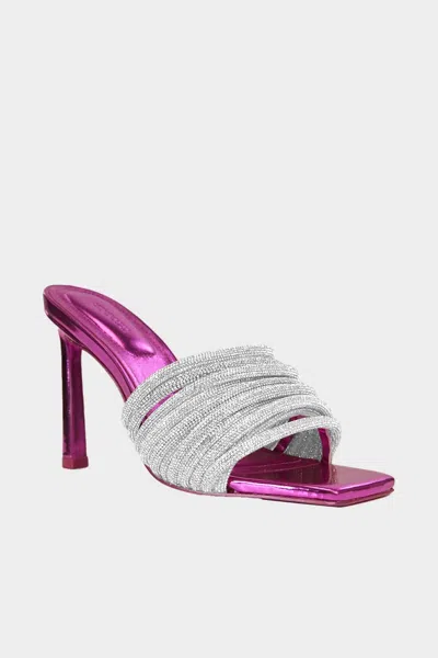 SIMKHAI LENA METALLIC CRYSTAL MULE IN FUCHSIA 