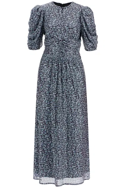 Rotate Birger Christensen Sequinned Printed Maxi Dress In Blue