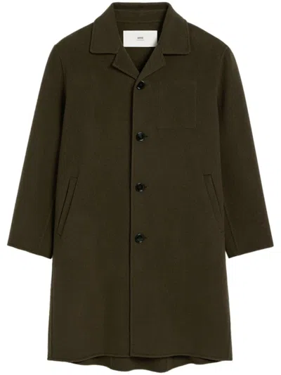 Ami Alexandre Mattiussi Ami Paris De Coeur Single-breasted Car Coat In Dark Coffee