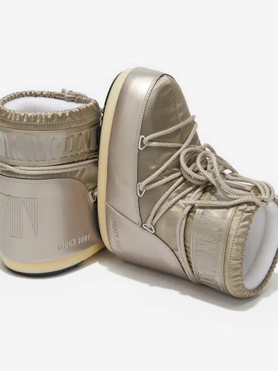 Moon Boot Girls Icon Low Glance Boots In Beige