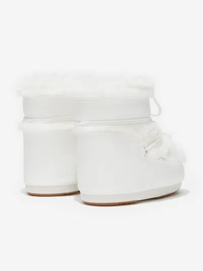 Moon Boot Kids Icon Low Faux Fur Boots In White