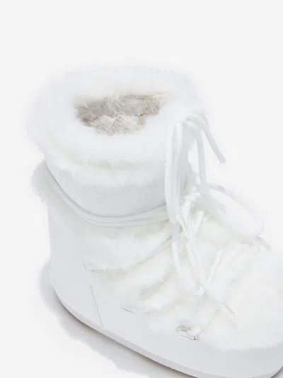 Moon Boot Kids Icon Low Faux Fur Boots In White