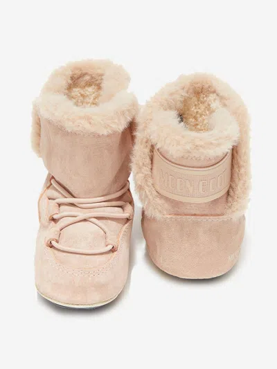 Moon Boot Baby Girls Suede Crib Boots In Pink