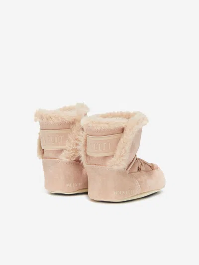 Moon Boot Baby Girls Suede Crib Boots In Pink