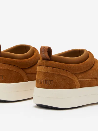 Moon Boot Kids Park Soft Suede Shoes In Brown
