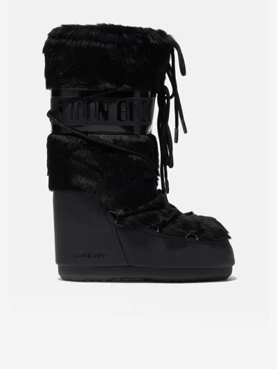 Moon Boot Faux Fur Snow Boots In Black
