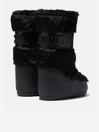 Moon Boot Faux Fur Snow Boots In Black