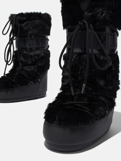 Moon Boot Faux Fur Snow Boots In Black