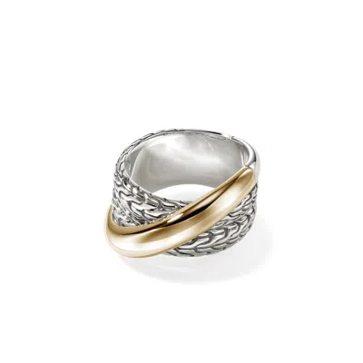 John Hardy 14k Yellow Gold & Sterling Silver Jh Essentials Crossover Ring In Sterling Silver
