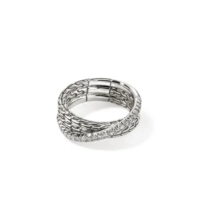 John Hardy Jh Essential Pavé Crossover Ring In Sterling Silver