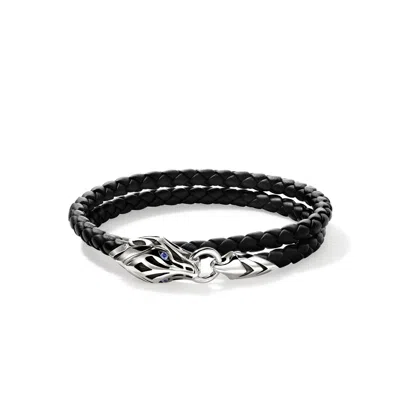 John Hardy Sterling Silver And Leather Naga Wrap Sapphire Bracelet In Sterling Silver