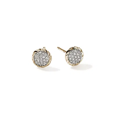 John Hardy 14k Yellow Gold Jh Essentials Diamond Pave Stud Earrings In Gold