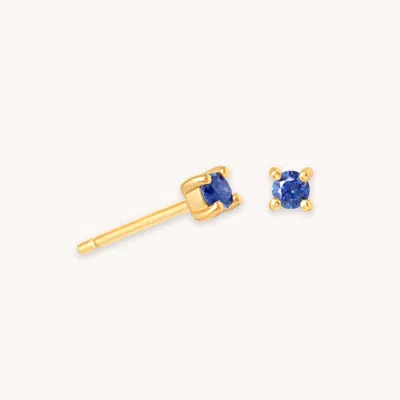 Astrid &amp; Miyu September Birthstone Stud Earrings In Gold With Sapphire Cz