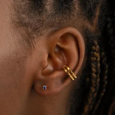 Astrid &amp; Miyu September Birthstone Stud Earrings In Gold With Sapphire Cz