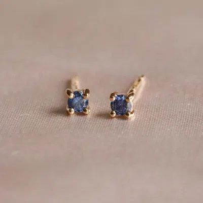 Astrid &amp; Miyu September Birthstone Stud Earrings In Gold With Sapphire Cz