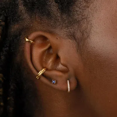 Astrid &amp; Miyu September Birthstone Stud Earrings In Gold With Sapphire Cz
