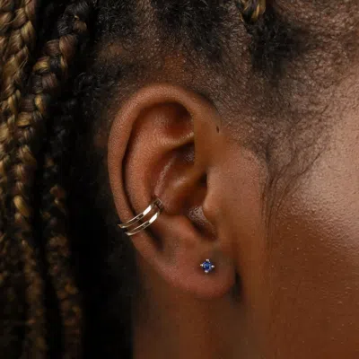 Astrid &amp; Miyu September Birthstone Stud Earrings In Silver With Sapphire Cz