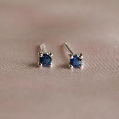 Astrid &amp; Miyu September Birthstone Stud Earrings In Silver With Sapphire Cz
