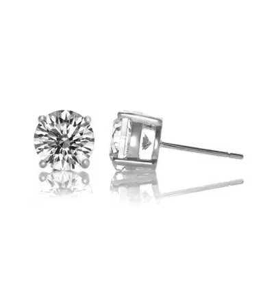 Rachel Glauber Stud Earrings With Colored Cubic Zirconia In Silver