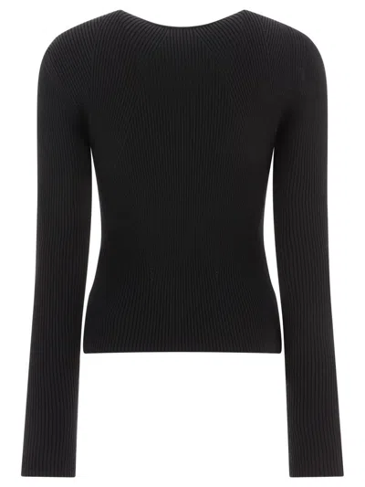 Alexander Mcqueen Cutout Ribbed Wool-blend Sweater In Black