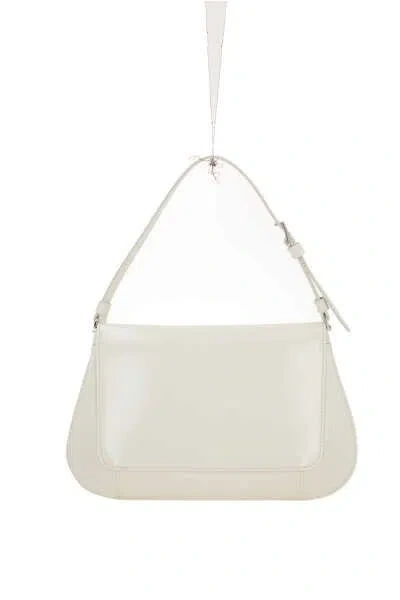 Amina Muaddi Women Black Leather Ami Shoulder Bag In Beige