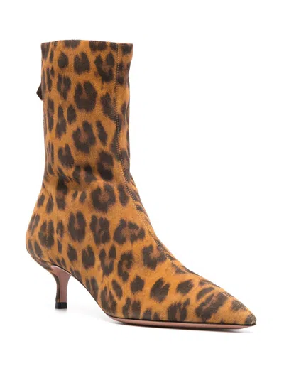 Shop Aquazzura Montmartre Leather Ankle Boots In Brown
