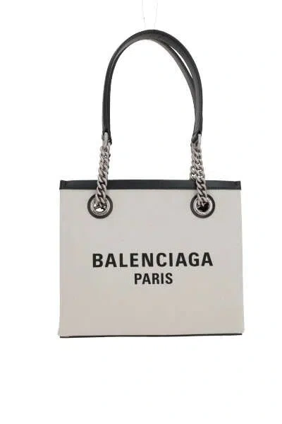 Shop Balenciaga Duty Free Small Canvas Tote Bag In Beige