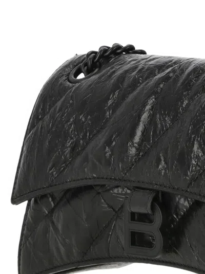 Balenciaga Crush Small Quilted Chain Shoulder Bag In 1000 Black