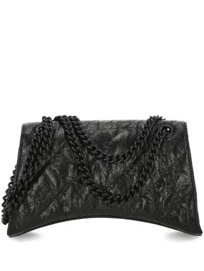 Balenciaga Crush Small Quilted Chain Shoulder Bag In 1000 Black