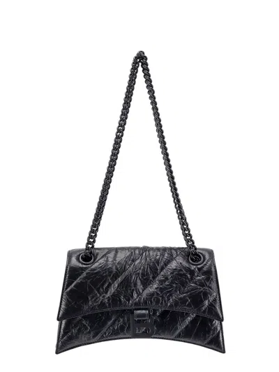 Balenciaga Crush Small Quilted Chain Shoulder Bag In 1000 Black