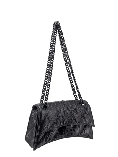 Balenciaga Crush Small Quilted Chain Shoulder Bag In 1000 Black