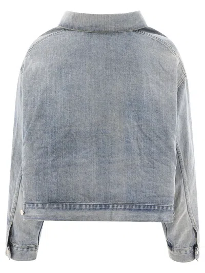 Balenciaga Shoulderless Jacket With Pockets And Vintage Style In Gray