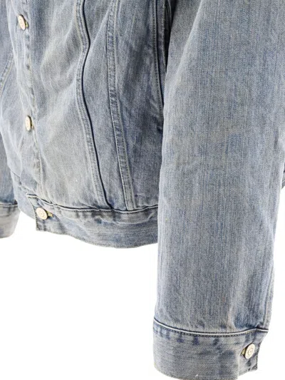 Balenciaga Shoulderless Jacket With Pockets And Vintage Style In Gray