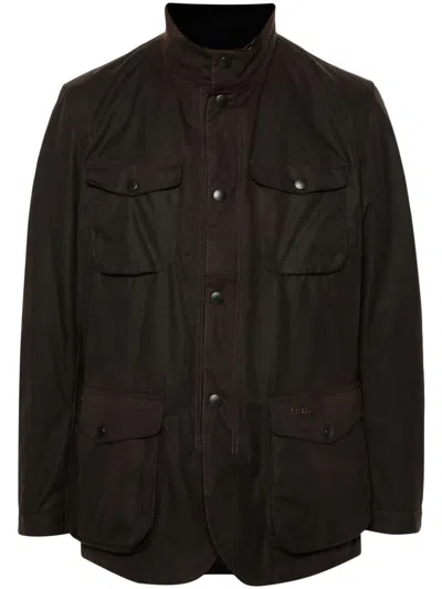 Shop Barbour 'ogston' Brown Waxed Cotton Jacket