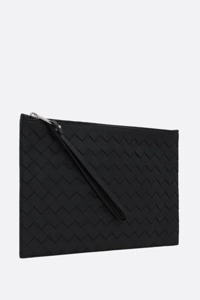 Bottega Veneta Medium Intreciato Clutch In Black