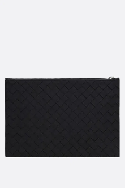 Bottega Veneta Medium Intreciato Clutch In Black