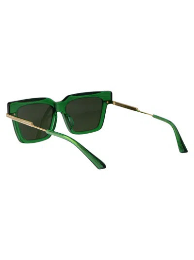 Shop Bottega Veneta Sunglasses In 003 Green Gold Green