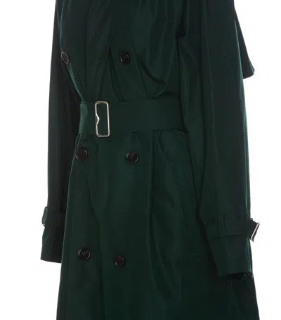 Shop Burberry Trench Coats In Green