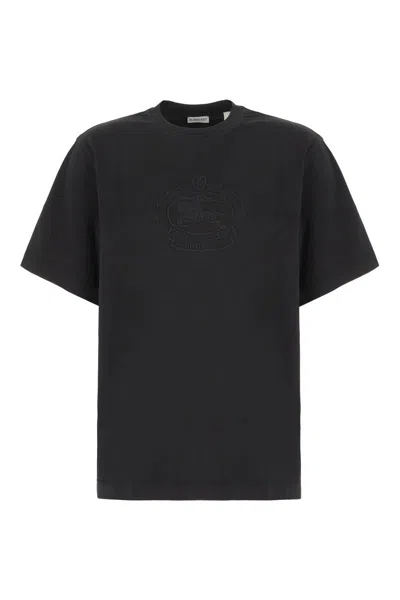 Burberry Tempah Embroidered Logo Cotton T-shirt In Black