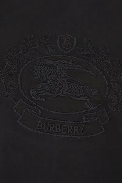Burberry Tempah Embroidered Logo Cotton T-shirt In Black