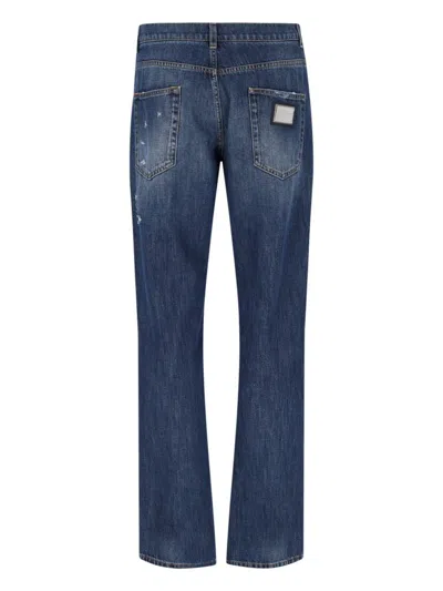 Shop Dolce & Gabbana Straight Leg Jeans With Ripped Details In Blue